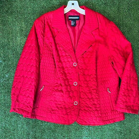 Requirements Red quilted blazer jacket coat with zipper pockets size XL - Picture 1 of 5